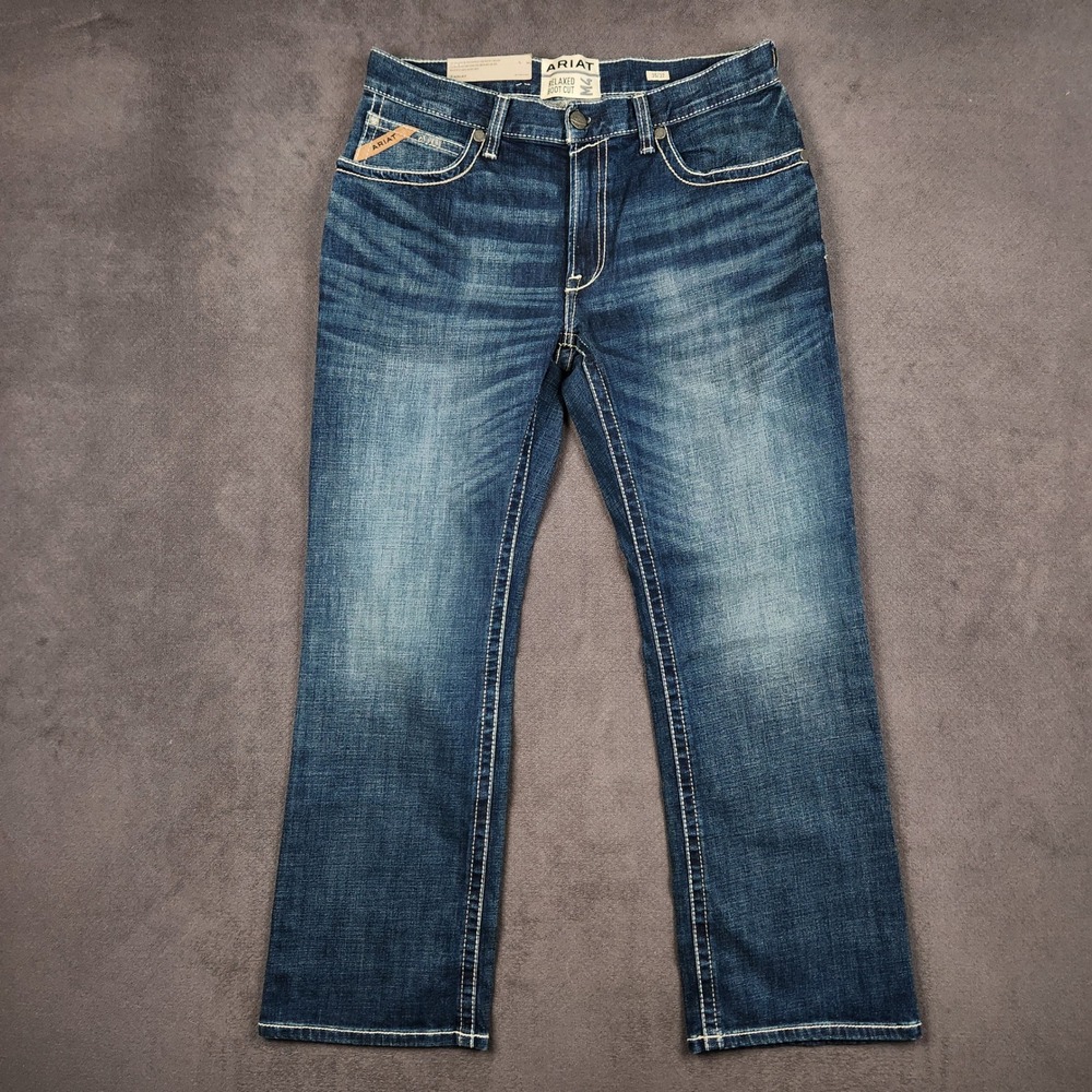 Ariat M4 Jeans Mens 35x32 Blue Adkins Turnout Relaxed Boot Cut Stretch NEW